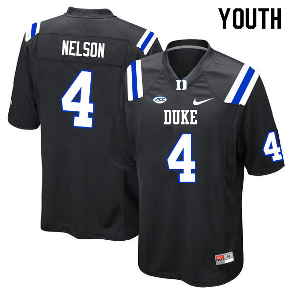 Youth #4 Robert Nelson Duke Blue Devils College Football Jerseys Sale-Black